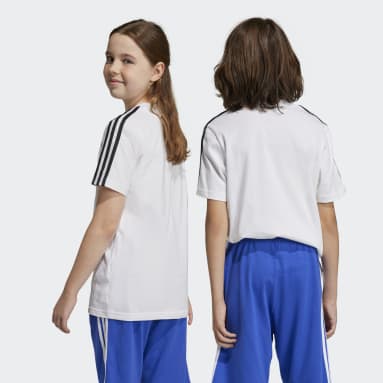 Kinder Sportswear Essentials 3-Streifen Cotton T-Shirt Weiß