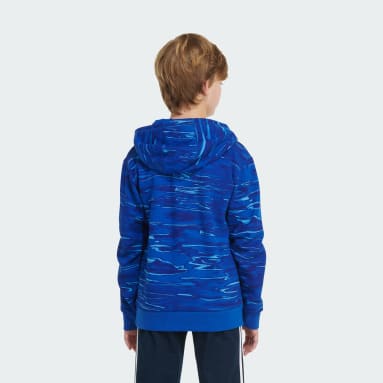 Youth Training Blue Allover Print Liquid Camo Pullover Hoodie