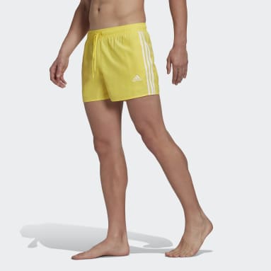 Men Swimming Yellow Classic 3-Stripes Swim Shorts