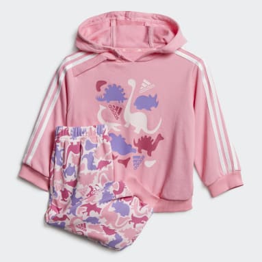 Kids Sportswear Pink Dino Camo Allover Print French Terry Jogger Set