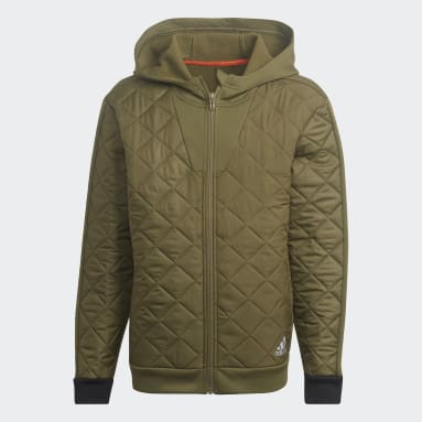 Youth 8-16 Years Sportswear Green Future Quilted Winter Full-Zip Top
