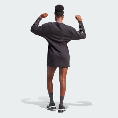 Vestido Floral Graphic Fleece 3 bandas Negro Mujer Sportswear