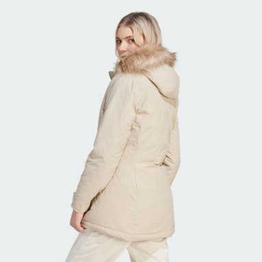 Parka Hooded Fur Beżowy