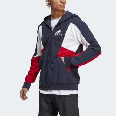 Mænd Sportswear Blå Essentials Colorblock Full-Zip hættetrøje