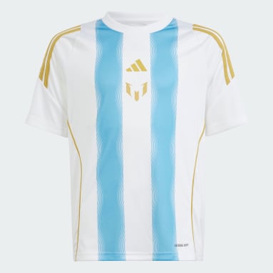 Camiseta De Argentina Adidas Oficial Messi Niño Blanca