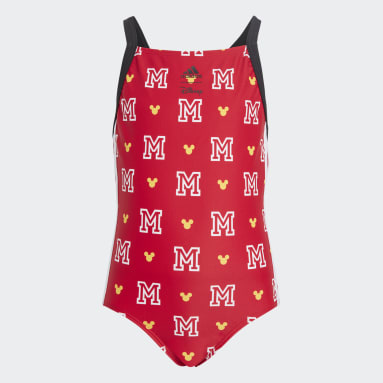adidas x Disney Mickey Mouse Monogram Swimsuit Czerwony