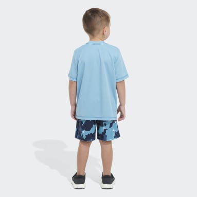 Children Sportswear Blue POLY TEE CAMO AOP SHORT