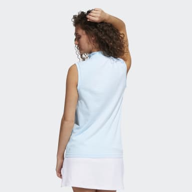 Women Golf Blue Primeknit Sleeveless Polo Shirt