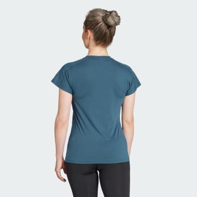 Camiseta Minimalista AEROREADY Train Essentials Cuello en V Turquesa Mujer Training