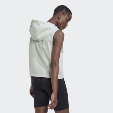 Polera sin Mangas con Capucha Parley Run for the Oceans Verde Mujer Sportswear
