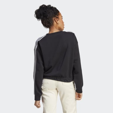 Frauen Sportswear Essentials 3-Streifen Crop Sweatshirt Schwarz