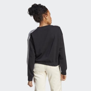Moletinho Cropped Essentials 3-Stripes Preto Mulher Sportswear