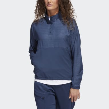 Women Golf Blue 엠보스드 쿼터 스냅 풀오버