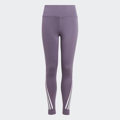 Dievčatá Tréning A Fitnes fialová Legíny AEROREADY 3-Stripes High-Rise 7/8 Optime Pocket