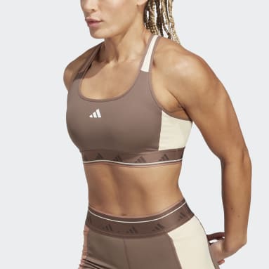 Top Deportivo Powerreact Training Techfit Soporte Medio Marrón Mujer Training
