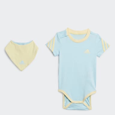 Infants Sportswear Blue 3-Stripes Onesie with Bib