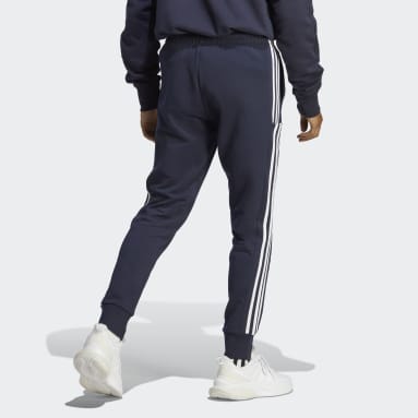 Herr Sportswear Blå Essentials French Terry Tapered Cuff 3-Stripes Pants