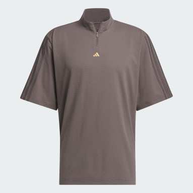 Men Golf Brown Ultimate365 TWISTKNIT Piqué Mock Polo Shirt