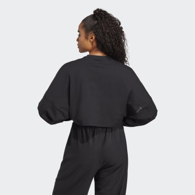 Sweat-shirt de yoga court Studio noir Femmes Entraînement