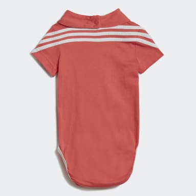 Infant & Toddlers 0-4 Years Training Red 3-Stripes Onesie with Bib