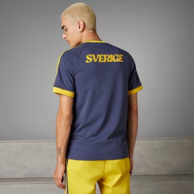 Fußball Schweden Adicolor  3-Streifen T-Shirt Blau
