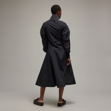 Women's Y-3 Black Crinkle-Nylon Long Track-Top Dress