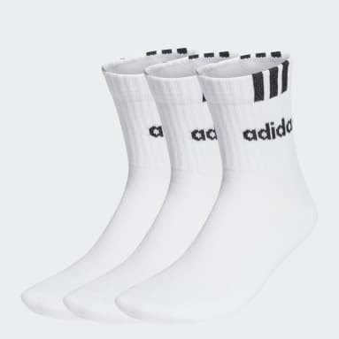 Sportswear bílá Ponožky 3-Stripes Linear Half-Crew Cushioned – 3 páry