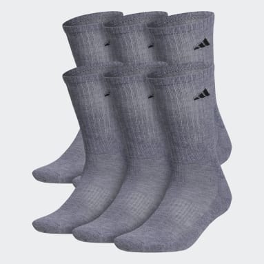 Men's Basketball Grey Athletic Cushioned Crew Socks 6 Pairs