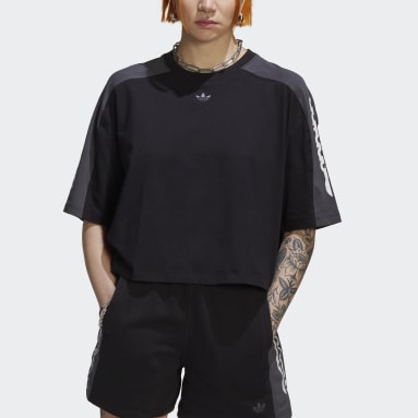 Blocked Graphic Crop T-skjorte Svart