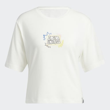 Camiseta Corta adidas Estampado Love Unites Blanco Mujer Training