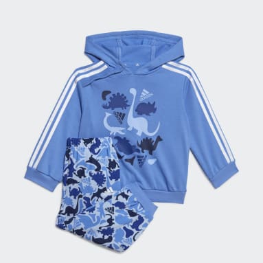 Kids Sportswear Blue Dino Camo Allover Print French Terry Jogger Set