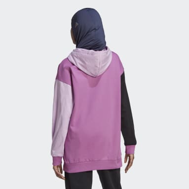 Kvinder Sportswear Lilla Essentials Colorblock Logo Oversized hættetrøje