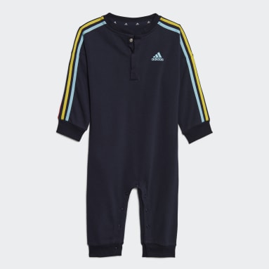 Kinder Sportswear Essentials 3-Streifen French Terry Einteiler – Genderneutral Blau