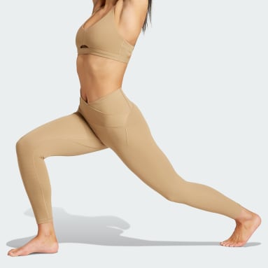 Dames Fitness En Training bruin Yoga Studio Luxe Crossover Waistband 7/8 Legging