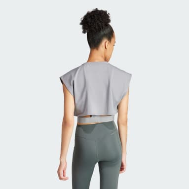 T-shirt court sans manches Power AEROREADY gris Femmes Entraînement