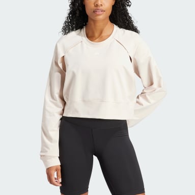 Sudadera corta Power AEROREADY Cover-Up Beige Mujer Gimnasio Y Entrenamiento