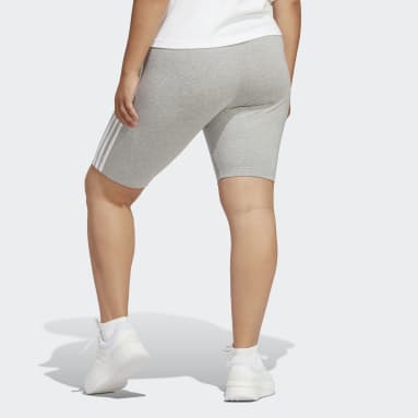 Women's Essentials Grey Essentials 3-Stripes Bike Shorts (Plus Size)