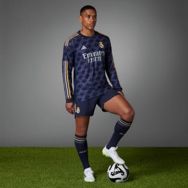 Männer Fußball Real Madrid 23/24 Long Sleeve Auswärtstrikot Authentic Blau
