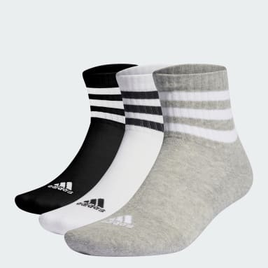 Training Grey 3-Stripes Cushioned Sportswear Mid-Cut Socks 3 Pairs