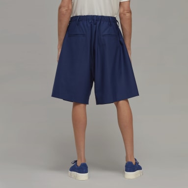 Men Y-3 Blue Y-3 3-Stripes Refined Wool Tailored Shorts