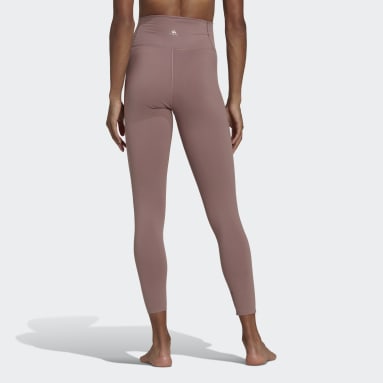 Kvinder Fitness Og Træning Lilla adidas Yoga Luxe Studio 7/8 tights