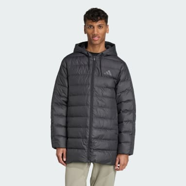 Essentials CLIMAWARM οι τρεις χαρακτηριστικές ρίγες της adidas Light Down Hooded Parka