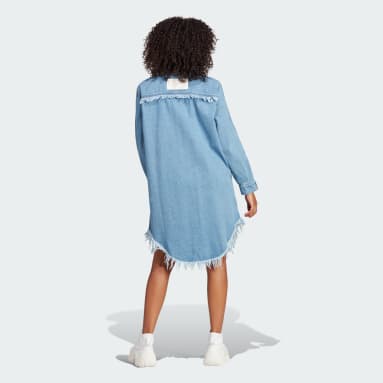 adidas Originals x KSENIASCHNAIDER Fringed Shirt Dress Niebieski