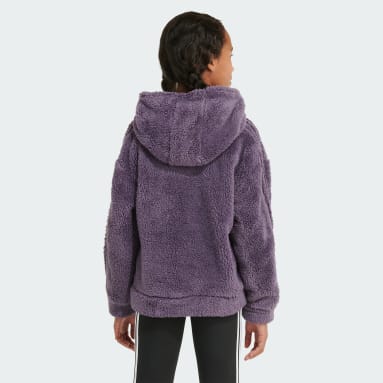 Youth Training Purple Long Sleeve Cozy Furry Pullover Hoodie