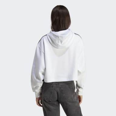 Kvinder Originals Hvid Adicolor Classics Crop hættetrøje