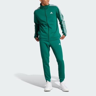 Survêtement à 3 bandes en molleton Basic Vert Hommes Sportswear