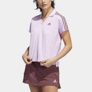 Women Golf Purple 3-Stripes Polo Golf Shirt