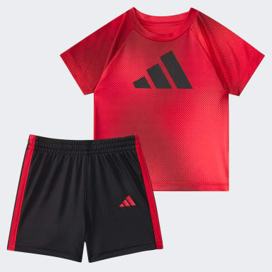 Two-Piece Short Sleeve Raglan Printed Tee and Shorts Set