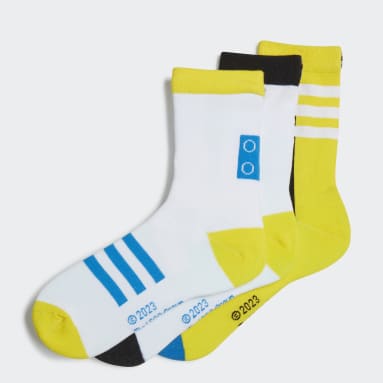 19 Skater Socks - White 3 Striped (Red / Blue / Yellow)
