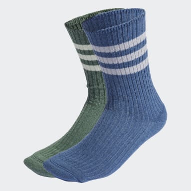 Gym & Training Blue 3-Stripes Lounge Crew Socks 2 Pairs